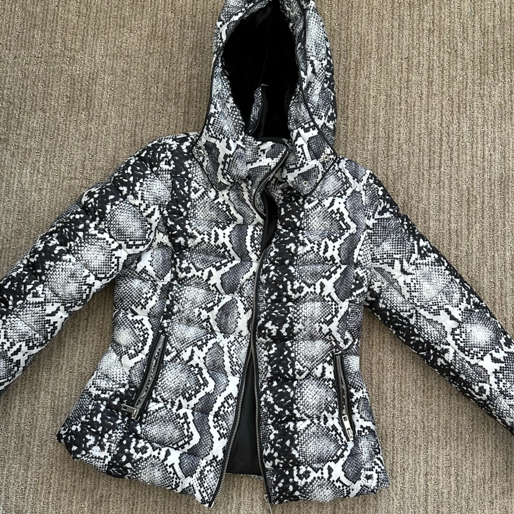 ZARA Snakeskin Puffer Quilted Jacket